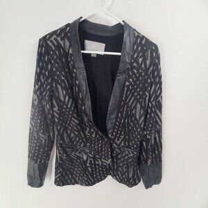 Tart Collection Women's Blazer Black Geometric Print Single Button Black Size S